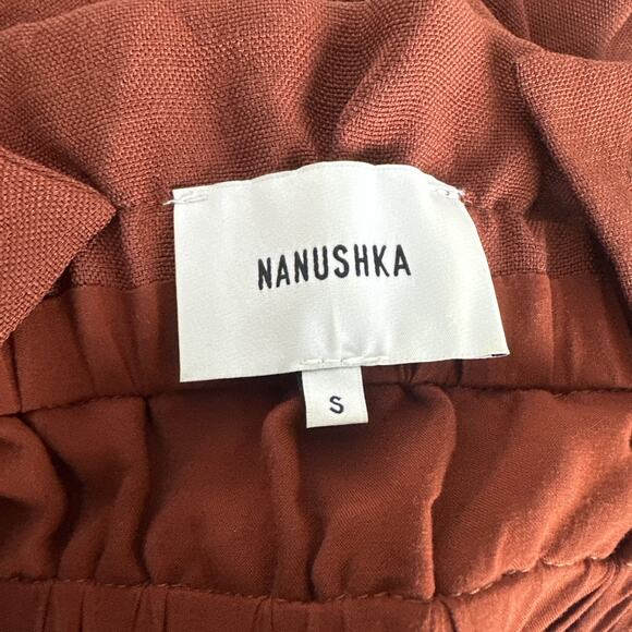 NANUSHKA RILEY BUTTON DOWN DRESS WITH FRINGE Size Small Red - Picture 11 of 13